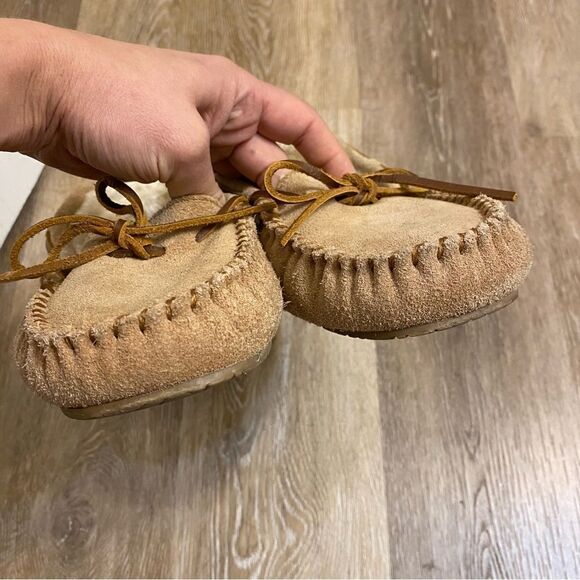 MINNETONKA CALLY TAN LEATHER SUEDE SLIPPERS 4036-size 10 - Picture 10 of 10